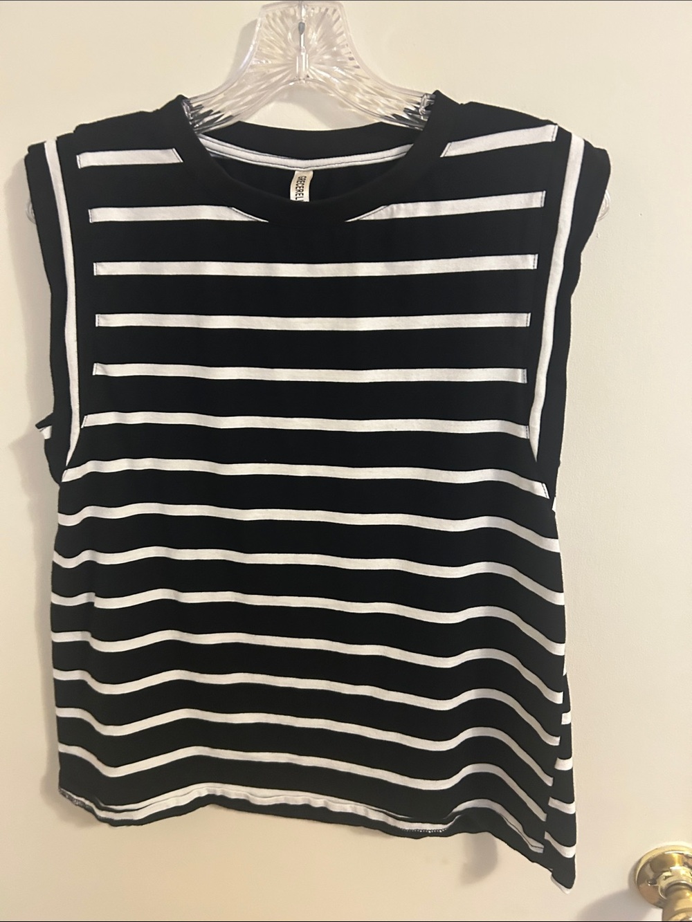 Striped Sleeveless Tank Top - Black & White - Picture 1 of 2